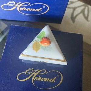 Herend triangular porcelain box.  Rare!
